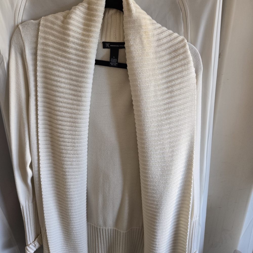 Women's Open Front Cream Sweater Cardigan
